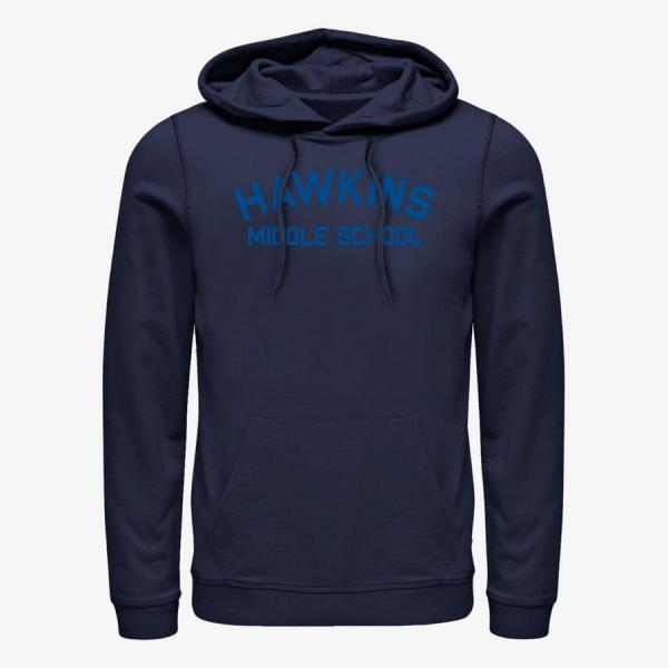 Mikina Merch Netflix Stranger Things - Hawkins Mid School Unisex Hoodie Navy Blue S