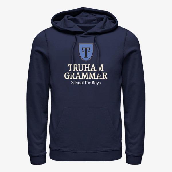 Mikina Merch Netflix Heartstopper - Harvey Greene Crest Unisex Hoodie Navy Blue XL