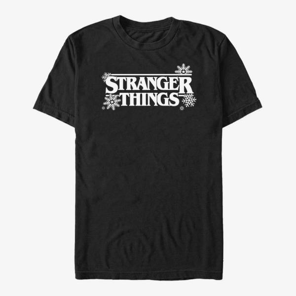 Tričko Merch Netflix Stranger Things - Stranger Snowflakes Logo Unisex T-Shirt Black S
