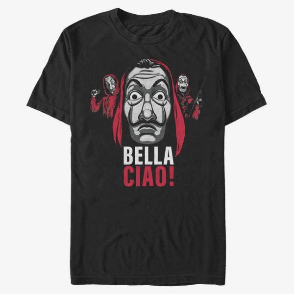 Tričko Merch Netflix Money Heist - Ciao Masked Trio Unisex T-Shirt Black L