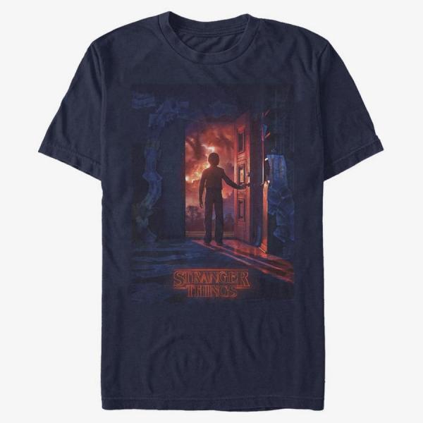 Tričko Merch Netflix Stranger Things - Will Open Door Poster Unisex T-Shirt Navy Blue M