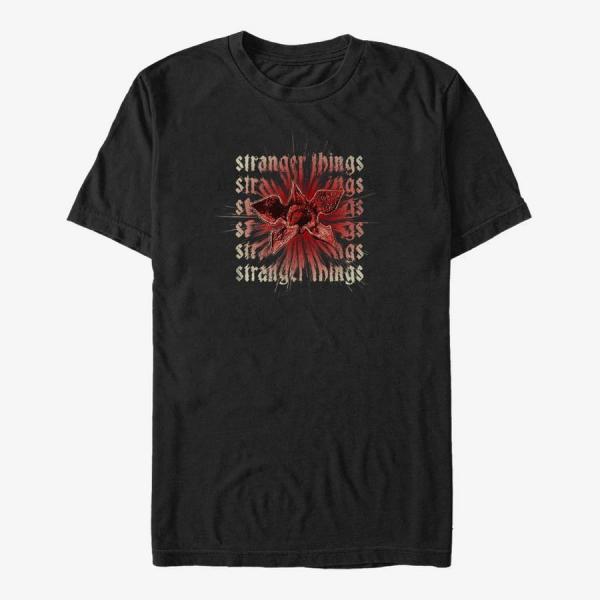 Queens Netflix Stranger Things - Demogorgon Text Stack Unisex T-Shirt Black