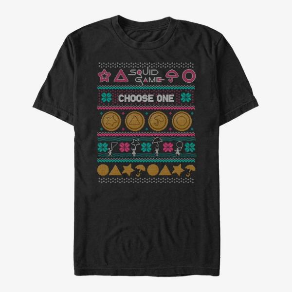 Tričko Merch Netflix Squid Game - DAGALOG COOKIE UGLY SWEATER Unisex T-Shirt Black XXL