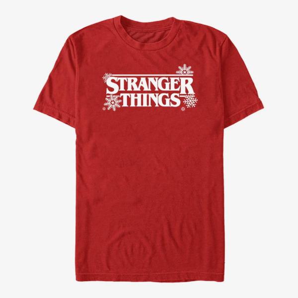 Tričko Merch Netflix Stranger Things - Stranger Snowflakes Logo Unisex T-Shirt Red XL