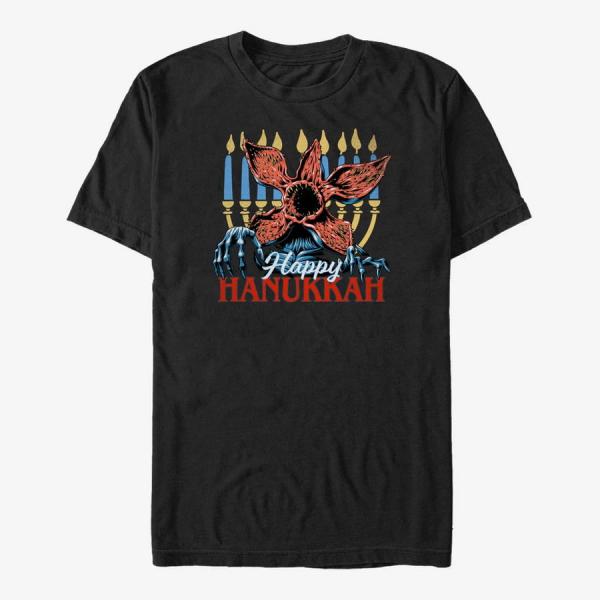 Queens Netflix Stranger Things - Demogorgon Happy Hanukkah Unisex T-Shirt Black