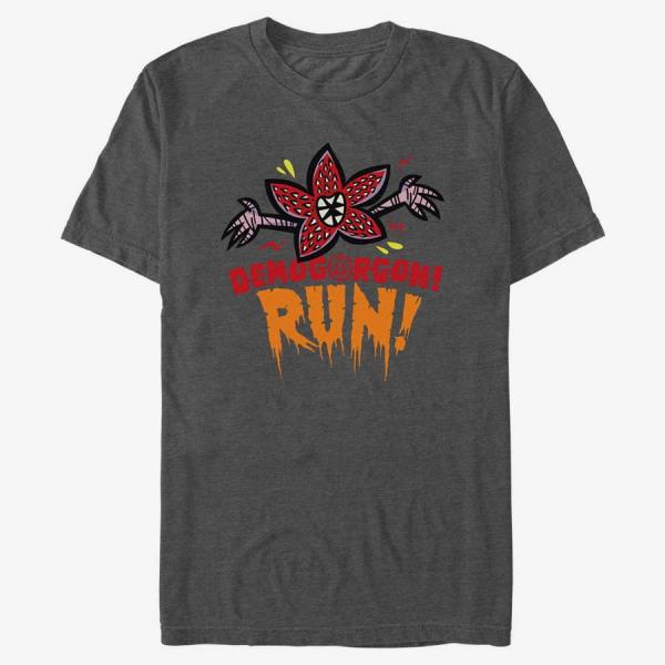 Tričko Merch Netflix Stranger Things - Run Unisex T-Shirt Dark Heather Grey M