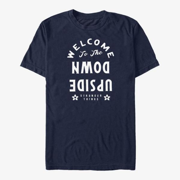 Queens Netflix Stranger Things - Welcome to the Upside Down Unisex T-Shirt Navy Blue