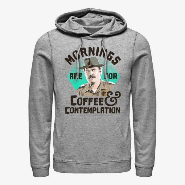 Queens Netflix Stranger Things - Hopper Coffee Morning Unisex Hoodie Heather Grey