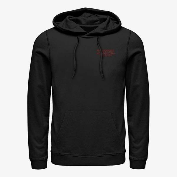 Mikina Merch Netflix Stranger Things - Stranger Red Outline Pocket Unisex Hoodie Black S