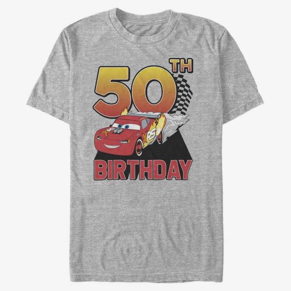 Tričko Merch Pixar Cars 2 - Lightning Birthday 50 Unisex T-Shirt Heather Grey S