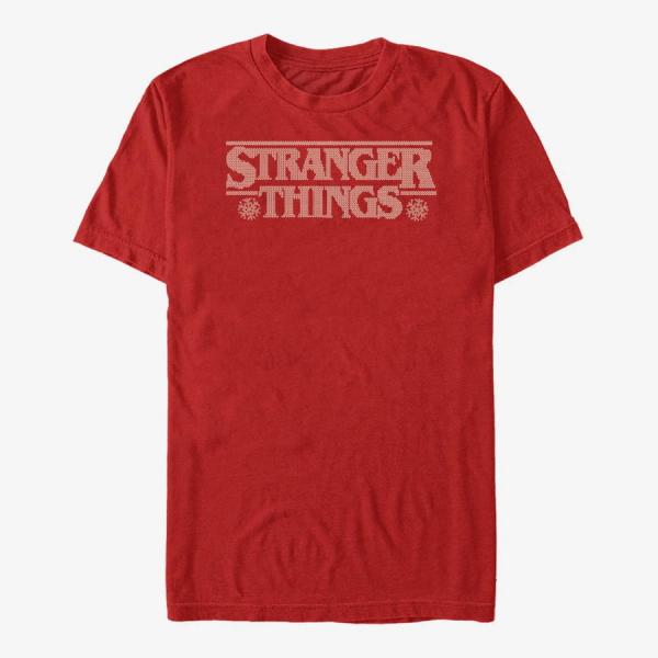 Tričko Merch Netflix Stranger Things - Knitted Logo Unisex T-Shirt Red S