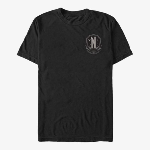 Tričko Merch MGM Wednesday - EVERMORE CREST B&W SMALL Unisex T-Shirt Black XXL