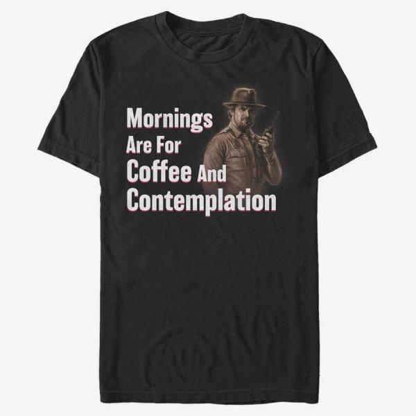 Tričko Merch Netflix Stranger Things - Coffee and Contemplation Unisex T-Shirt Black L