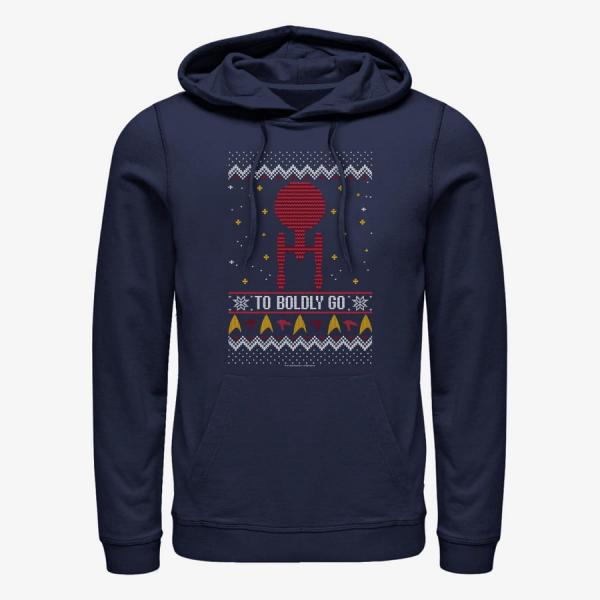 Mikina Merch Paramount Star Trek - To Boldly Sweater Unisex Hoodie Navy Blue XXXL