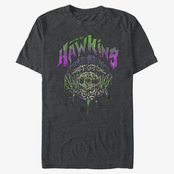 Tričko Merch Netflix Stranger Things - Welcome To Hawkins Unisex T-Shirt Dark Heather Grey M