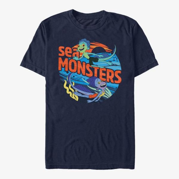 Tričko Merch Pixar Luca - Sea monster circle Unisex T-Shirt Navy Blue XXXL