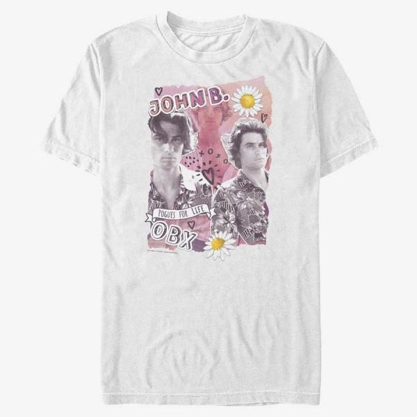 Tričko Merch Netflix Outer Banks - John B Collage Unisex T-Shirt White S