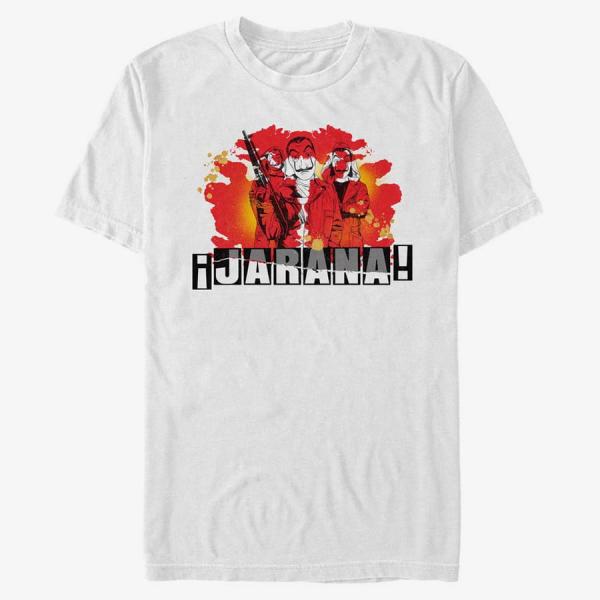 Tričko Merch Netflix Money Heist - Jarana Group Splatter Unisex T-Shirt White M