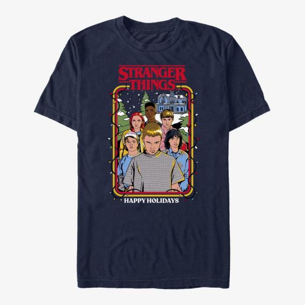Tričko Merch Netflix Stranger Things - Snowy Group Unisex T-Shirt Navy Blue S