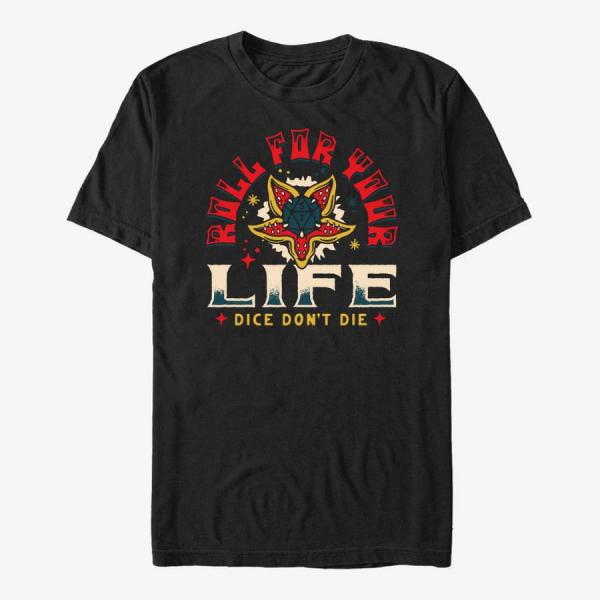 Queens Netflix Stranger Things - Die Badge Unisex T-Shirt Black