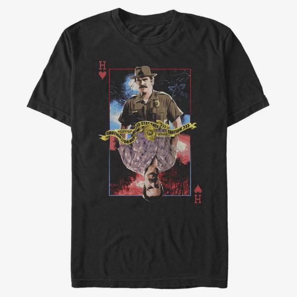 Queens Netflix Stranger Things - Hopper Card Unisex T-Shirt Black
