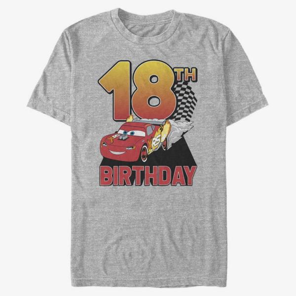 Tričko Merch Pixar Cars 2 - Lightning Birthday 18 Unisex T-Shirt Heather Grey XL
