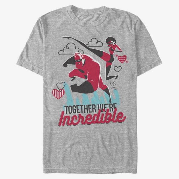 Tričko Merch Pixar Incredibles - Together Incredible Unisex T-Shirt Heather Grey S