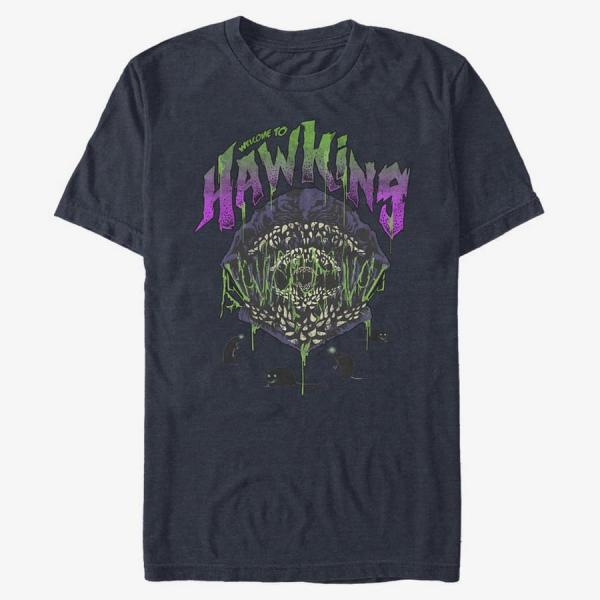 Tričko Merch Netflix Stranger Things - Welcome To Hawkins Unisex T-Shirt Navy Blue XXL