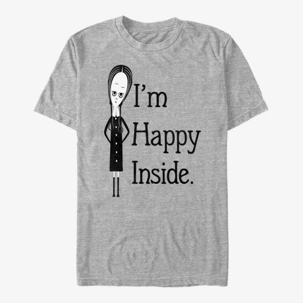 Tričko Merch MGM The Addams Family - Happy Inside Unisex T-Shirt Heather Grey XXL