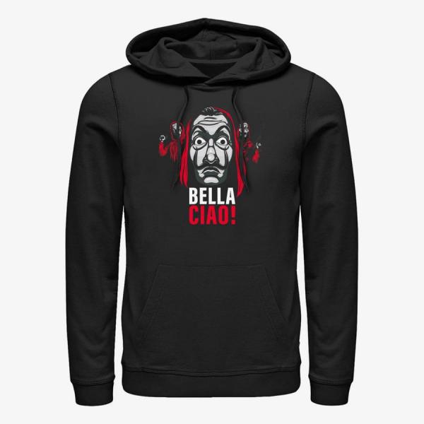 Mikina Merch Netflix Money Heist - Ciao Masked Trio Unisex Hoodie Black S
