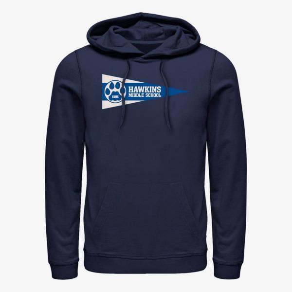 Queens Netflix Stranger Things - Hawkins Pennant Flag Unisex Hoodie Navy Blue