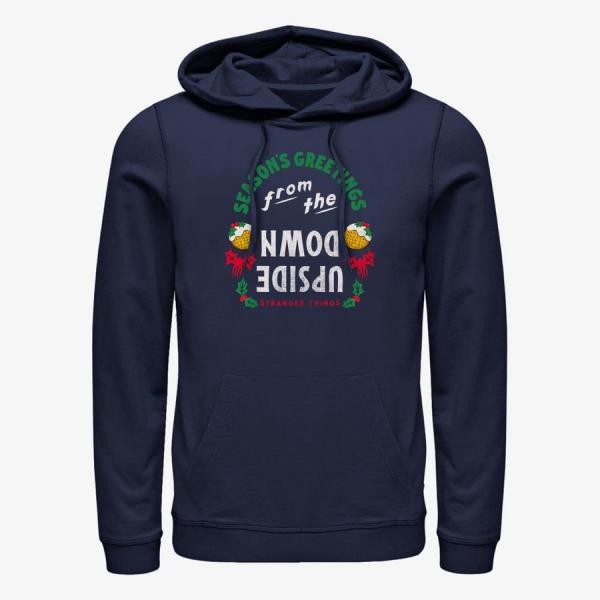 Mikina Merch Netflix Stranger Things - Greetings From Upside Down Unisex Hoodie Navy Blue S