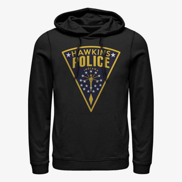 Queens Netflix Stranger Things - Hawkins Police Seal Unisex Hoodie Black