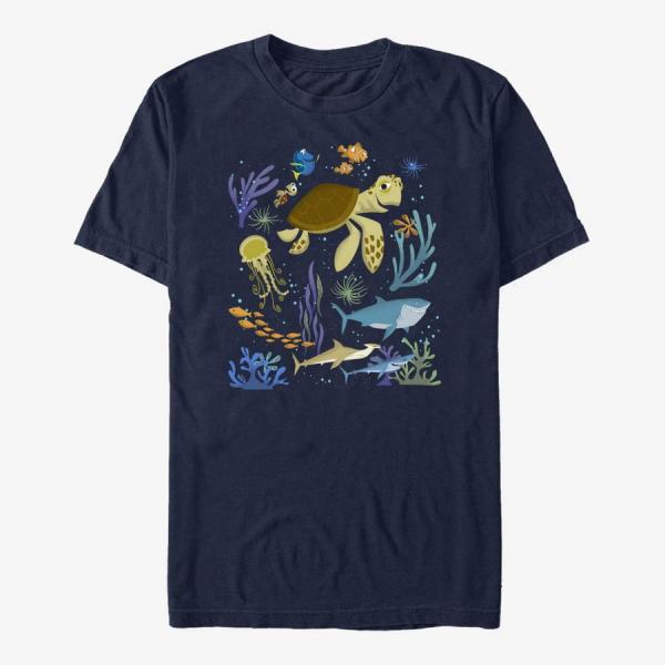 Tričko Merch Pixar Finding Nemo - Sea Scene Unisex T-Shirt Navy Blue XXXL