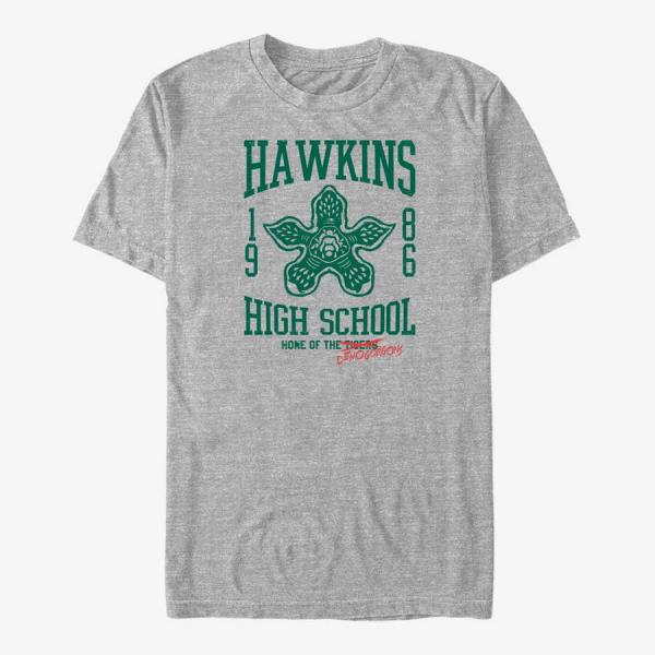 Tričko Merch Netflix Stranger Things - HAWKINS HIGH DEMOGORGONS Unisex T-Shirt Heather Grey XL