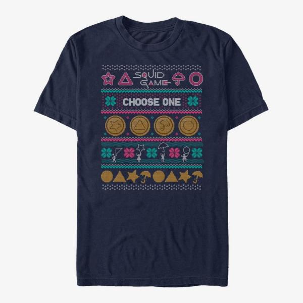 Tričko Merch Netflix Squid Game - DAGALOG COOKIE UGLY SWEATER Unisex T-Shirt Navy Blue S
