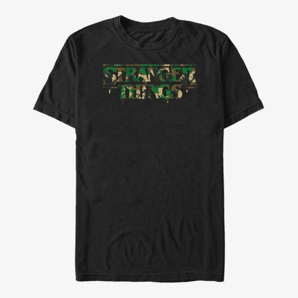 Tričko Merch Netflix Stranger Things - Camo Logo Unisex T-Shirt Black XXL