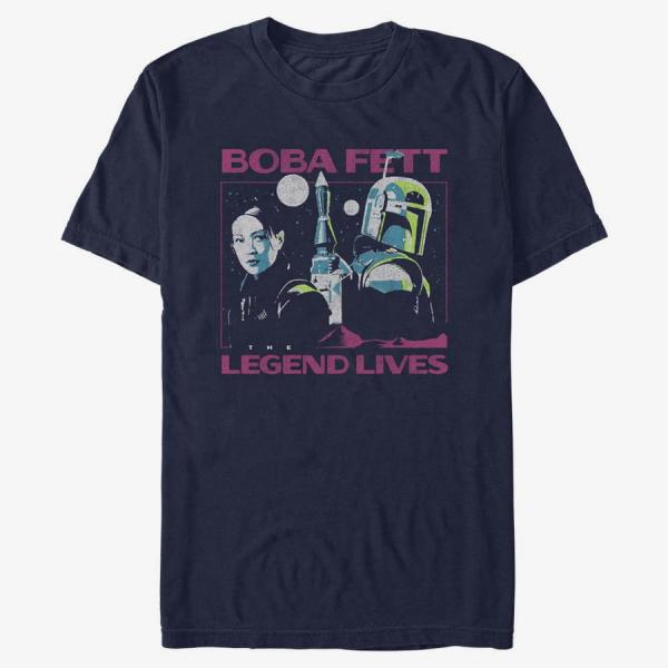 Tričko Merch Star Wars Book of Boba Fett - Legend Lives Unisex T-Shirt Navy Blue XL
