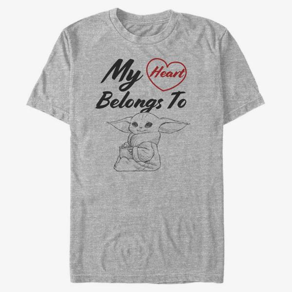 Queens Star Wars: The Mandalorian - Heart Belong To The Child Unisex T-Shirt Heather Grey