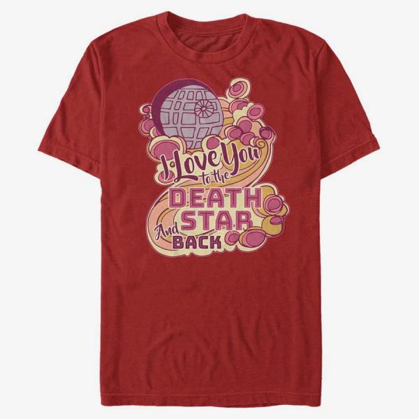 Tričko Merch Star Wars: Classic - Death Star and Back Unisex T-Shirt Red XXL