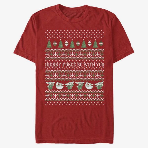 Tričko Merch Star Wars: The Mandalorian - THE CHILD UGLY SWEATER Unisex T-Shirt Red S