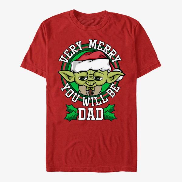 Tričko Merch Star Wars: Classic - Merry Yoda Dad Unisex T-Shirt Red L