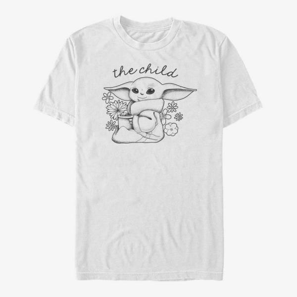 Tričko Merch Star Wars: The Mandalorian - Flower Child Unisex T-Shirt White XXL