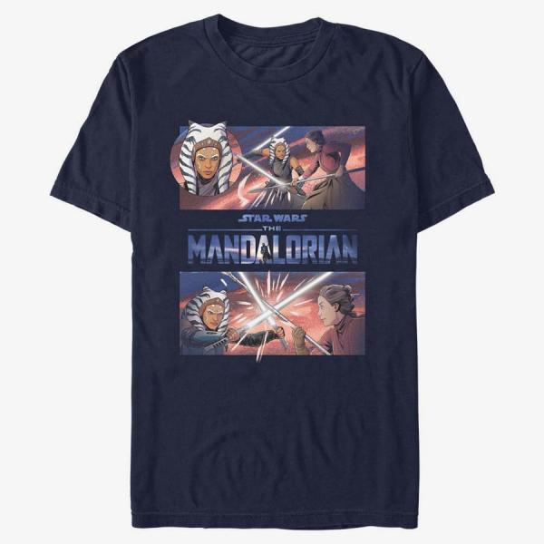 Tričko Merch Star Wars: The Mandalorian - Clash With Ahsoka Unisex T-Shirt Navy Blue M