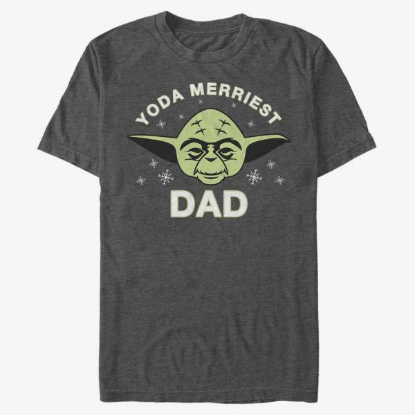 Tričko Merch Star Wars: Classic - Yoda Merriest Dad Unisex T-Shirt Dark Heather Grey S
