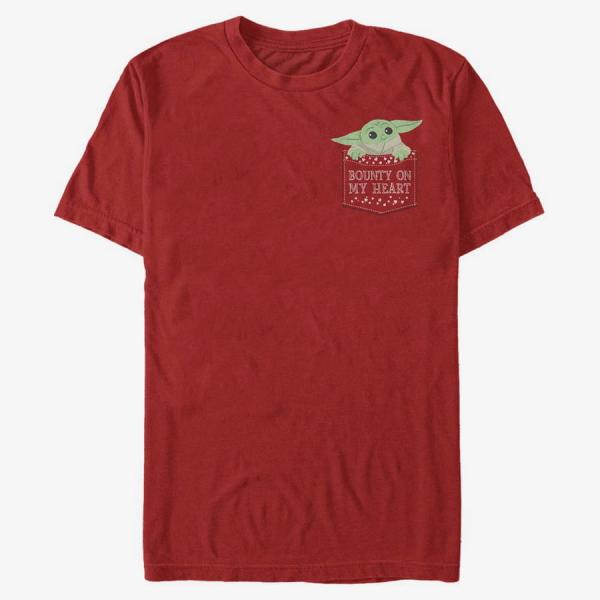 Tričko Merch Star Wars: The Mandalorian - Bounty On My Heart Unisex T-Shirt Red XXXL