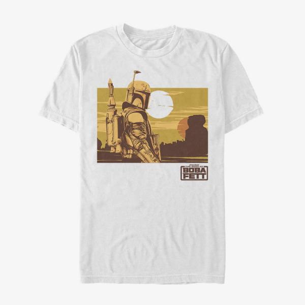 Tričko Merch Star Wars Book of Boba Fett - Boba Landscape Unisex T-Shirt White S