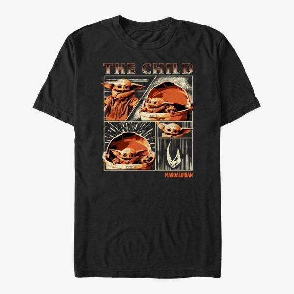 Tričko Merch Star Wars: The Mandalorian - The Child Panel Unisex T-Shirt Black M