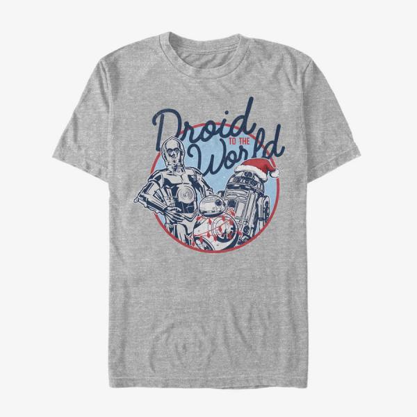 Tričko Merch Star Wars: The Force Awakens - Droid to the World Unisex T-Shirt Heather Grey S