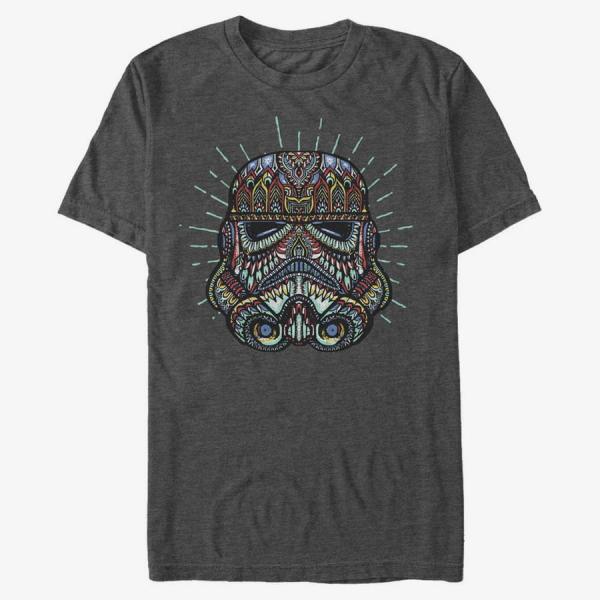 Tričko Merch Star Wars: Classic - Trooper Sugar Skull Unisex T-Shirt Dark Heather Grey XXXL